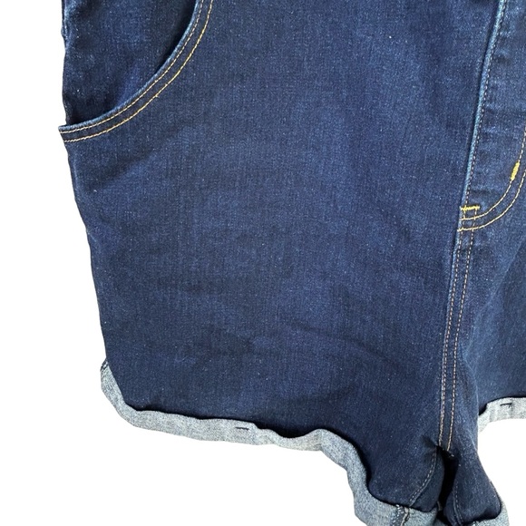 MODCLOTH Blue Dark Wash Bib Overall Jeans Shorts 1X - Picture 4 of 8